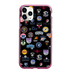 Чехол iPhone 11 Pro матовый NBA Pattern, цвет: 3D-малиновый