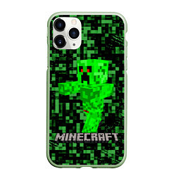 Чехол iPhone 11 Pro матовый MINECRAFT CREEPER, цвет: 3D-салатовый