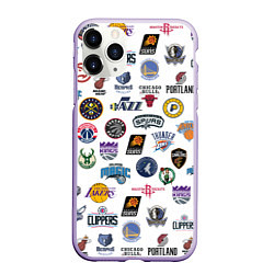 Чехол iPhone 11 Pro матовый NBA Pattern, цвет: 3D-светло-сиреневый