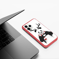 Чехол iPhone 11 Pro матовый Рогатый панда, цвет: 3D-красный — фото 2