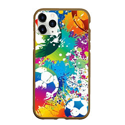 Чехол iPhone 11 Pro матовый Football Paints, цвет: 3D-коричневый