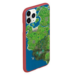 Чехол iPhone 11 Pro матовый Fortnite карта, цвет: 3D-красный — фото 2