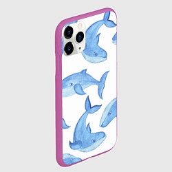 Чехол iPhone 11 Pro матовый Косяк китов, цвет: 3D-фиолетовый — фото 2