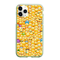 Чехол iPhone 11 Pro матовый Смайлики Emoji, цвет: 3D-салатовый