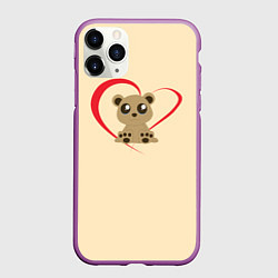 Чехол iPhone 11 Pro матовый Мишка, цвет: 3D-фиолетовый