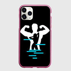 Чехол iPhone 11 Pro матовый Титан, цвет: 3D-малиновый