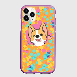 Чехол iPhone 11 Pro матовый Милый корги, цвет: 3D-фиолетовый