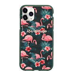 Чехол iPhone 11 Pro матовый Flamingo, цвет: 3D-темно-зеленый