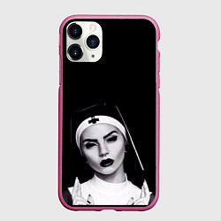 Чехол iPhone 11 Pro матовый МОНАХИНЯ, цвет: 3D-малиновый