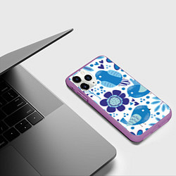 Чехол iPhone 11 Pro матовый Воробушки, цвет: 3D-фиолетовый — фото 2