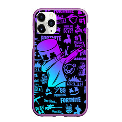 Чехол iPhone 11 Pro матовый FORTNITE X MARSHMELLO, цвет: 3D-фиолетовый