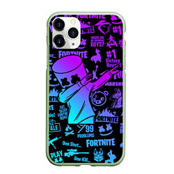 Чехол iPhone 11 Pro матовый FORTNITE X MARSHMELLO, цвет: 3D-салатовый