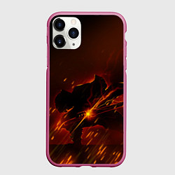 Чехол iPhone 11 Pro матовый KIMETSU NO YAIBA, цвет: 3D-малиновый