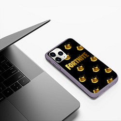 Чехол iPhone 11 Pro матовый Fortnite gold, цвет: 3D-серый — фото 2