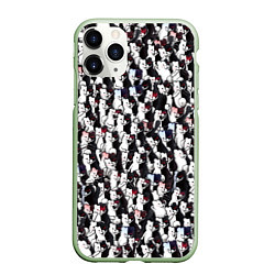 Чехол iPhone 11 Pro матовый Черно-белые медведи, цвет: 3D-салатовый