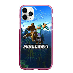 Чехол iPhone 11 Pro матовый Minecraft Майнкрафт, цвет: 3D-малиновый