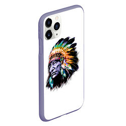 Чехол iPhone 11 Pro матовый Индеец, цвет: 3D-серый — фото 2