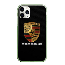 Чехол iPhone 11 Pro матовый PORSCHE, цвет: 3D-салатовый