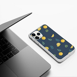 Чехол iPhone 11 Pro матовый Лимонный узор, цвет: 3D-белый — фото 2