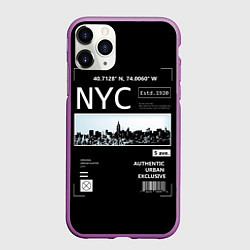 Чехол iPhone 11 Pro матовый Off-White: NYC, цвет: 3D-фиолетовый