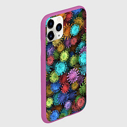 Чехол iPhone 11 Pro матовый Разноцветные вирусы, цвет: 3D-фиолетовый — фото 2