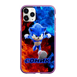 Чехол iPhone 11 Pro матовый SONIC, цвет: 3D-фиолетовый