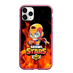 Чехол iPhone 11 Pro матовый Brawl stars leon max, цвет: 3D-малиновый