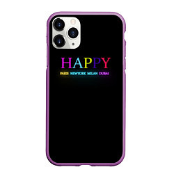 Чехол iPhone 11 Pro матовый HAPPY, цвет: 3D-фиолетовый