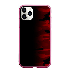 Чехол iPhone 11 Pro матовый RED BLACK MILITARY CAMO, цвет: 3D-малиновый