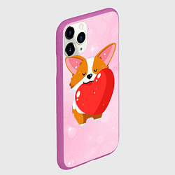 Чехол iPhone 11 Pro матовый Милый корги, цвет: 3D-фиолетовый — фото 2