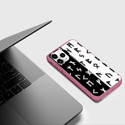 Чехол iPhone 11 Pro матовый РУНЫ, цвет: 3D-малиновый — фото 2