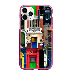 Чехол iPhone 11 Pro матовый London doors цифровой коллаж, цвет: 3D-малиновый