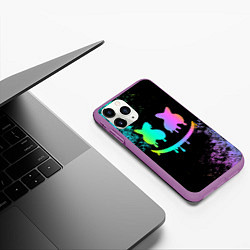 Чехол iPhone 11 Pro матовый Marshmello, цвет: 3D-фиолетовый — фото 2