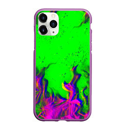 Чехол iPhone 11 Pro матовый ОГОНЬ ГЛИТЧ, цвет: 3D-фиолетовый