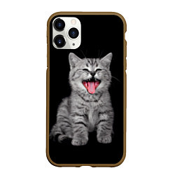 Чехол iPhone 11 Pro матовый Кричащий кот, цвет: 3D-коричневый