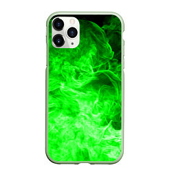 Чехол iPhone 11 Pro матовый ОГОНЬ GREEN NEON, цвет: 3D-салатовый