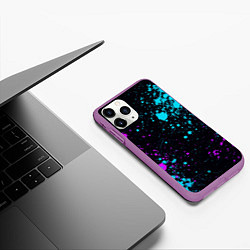 Чехол iPhone 11 Pro матовый БРЫЗГИ КРАСКИ NEON, цвет: 3D-фиолетовый — фото 2