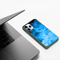 Чехол iPhone 11 Pro матовый ОГОНЬ BLUE, цвет: 3D-темно-зеленый — фото 2