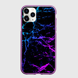 Чехол iPhone 11 Pro матовый МРАМОР NEON, цвет: 3D-фиолетовый