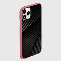 Чехол iPhone 11 Pro матовый МЕТАЛЛИЧЕСКИЕ ПОЛОСЫ, цвет: 3D-малиновый — фото 2