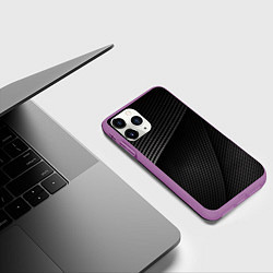Чехол iPhone 11 Pro матовый МЕТАЛЛИЧЕСКИЕ ПОЛОСЫ, цвет: 3D-фиолетовый — фото 2