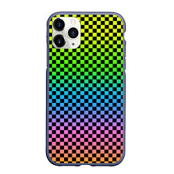 Чехол iPhone 11 Pro матовый РАДУЖНАЯ ШАХМАТКА, цвет: 3D-серый