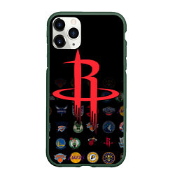 Чехол iPhone 11 Pro матовый Houston Rockets 2, цвет: 3D-темно-зеленый