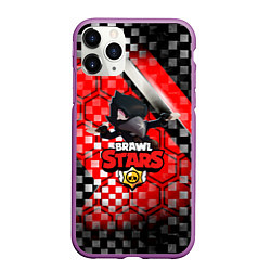 Чехол iPhone 11 Pro матовый BRAWL STARS:CROW, цвет: 3D-фиолетовый