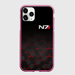 Чехол iPhone 11 Pro матовый MASS EFFECT N7, цвет: 3D-малиновый