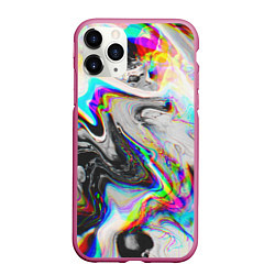 Чехол iPhone 11 Pro матовый DIGITAL ABSTRACT GLITCH, цвет: 3D-малиновый