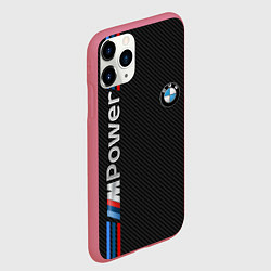 Чехол iPhone 11 Pro матовый BMW POWER CARBON, цвет: 3D-малиновый — фото 2