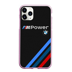 Чехол iPhone 11 Pro матовый BMW POWER CARBON, цвет: 3D-розовый