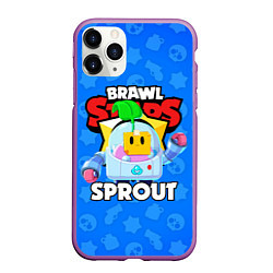 Чехол iPhone 11 Pro матовый BRAWL STARS SPROUT, цвет: 3D-фиолетовый