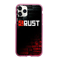 Чехол iPhone 11 Pro матовый RUST, цвет: 3D-малиновый